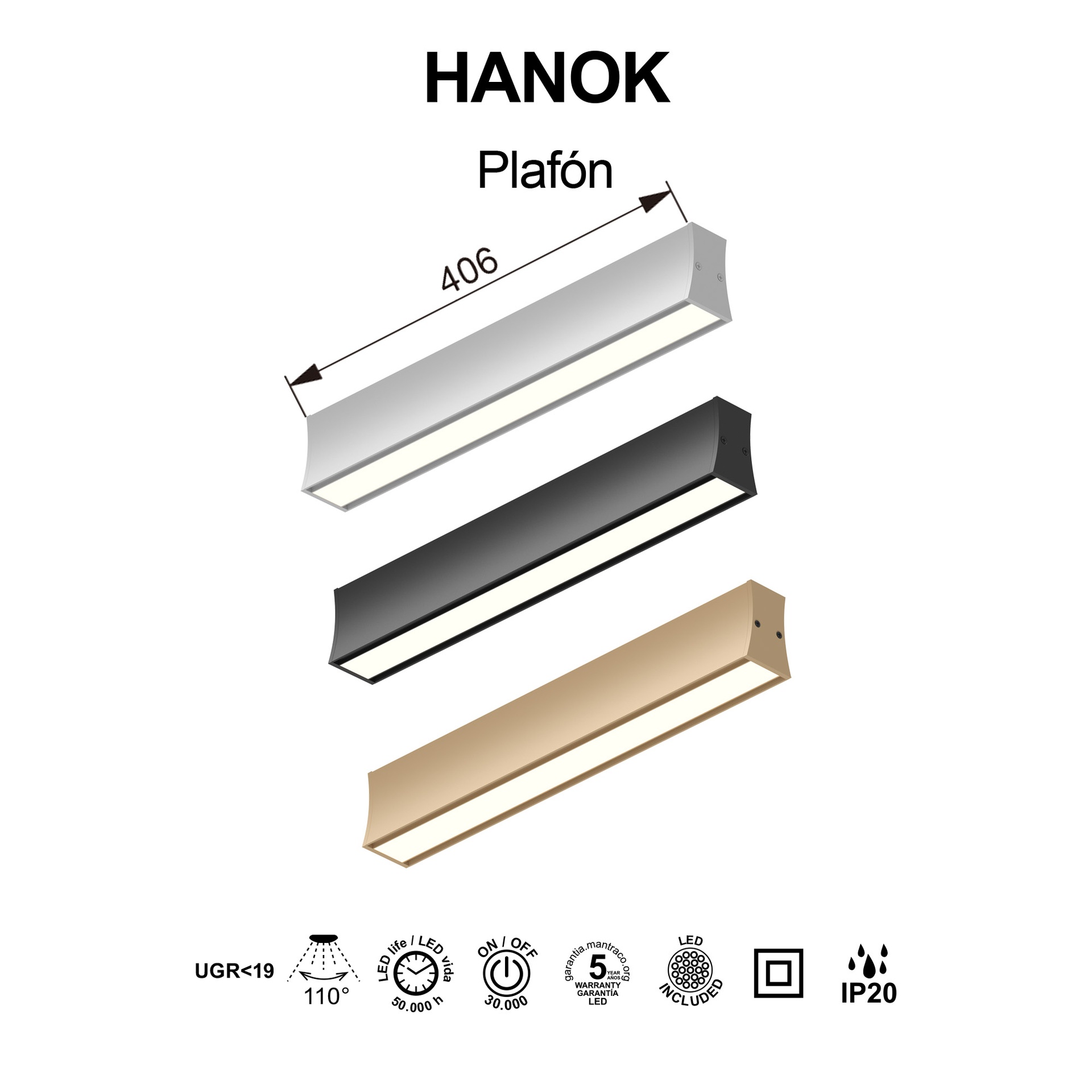 HANOK PLAFON LED 14W 4000K 110º BLANCA