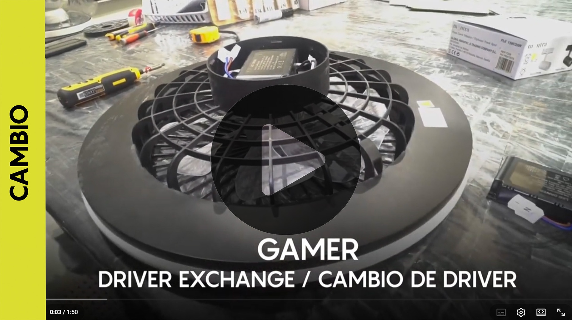 GAMER PLAFON / VENTILADOR - BLANCO - RGB - 56 CM - 4800 LMS