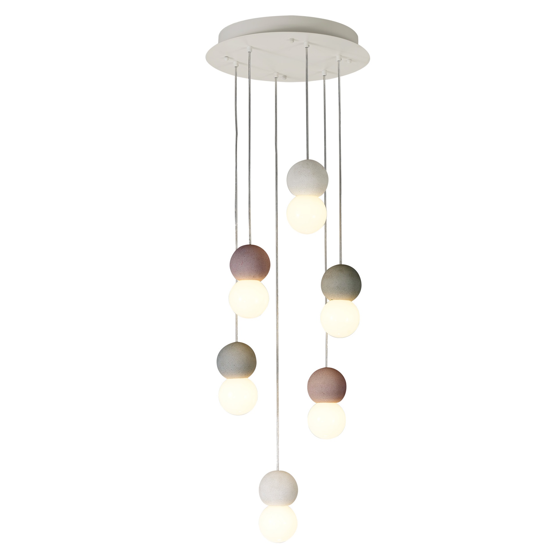 GALAXIA LAMPARA CON 6 COLGANTES REDONDOS VARIADOS