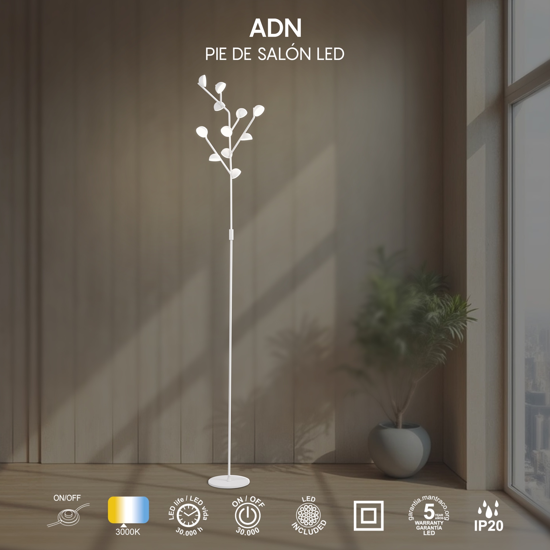 Blanco - LED 30W - 3000KK - 2050 lms